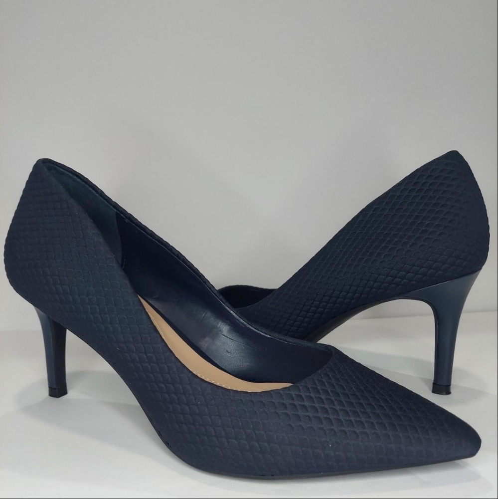 Alfani Step N Flex Jeules Textured Navy Pumps Pointed Toe Heels  7.5 - 7 1/2